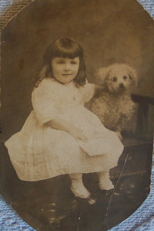 Where HoneyHurst began. 1912 Photo of Honey and her dog, Peggy